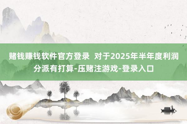 赌钱赚钱软件官方登录  对于2025年半年度利润分派有打算-压赌注游戏-登录入口